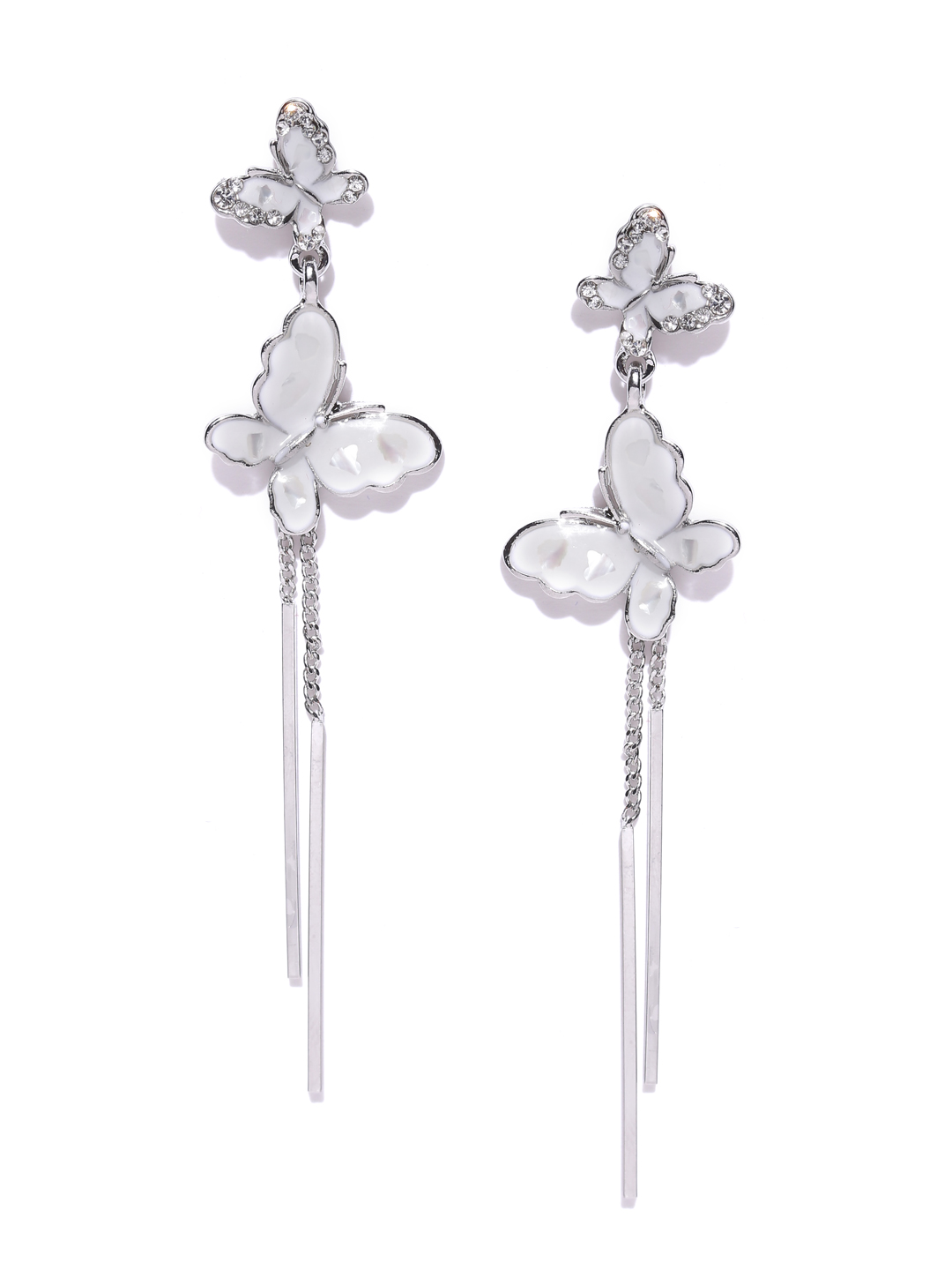 YouBella Fashion Jewellery Dangler Butterfly Earrings for Girls and Women (White)
