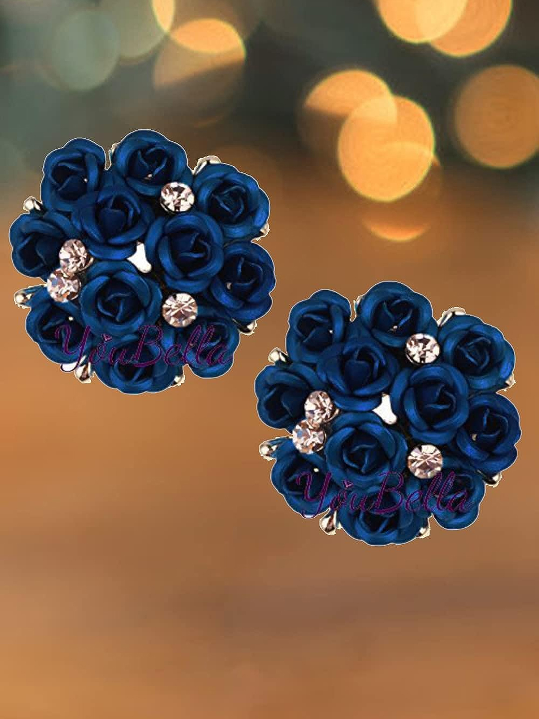 YouBella Stylish Party Wear Jewellery Gold Plated Studs Earrings for Women (Dark Blue)(YBEAR_31771)