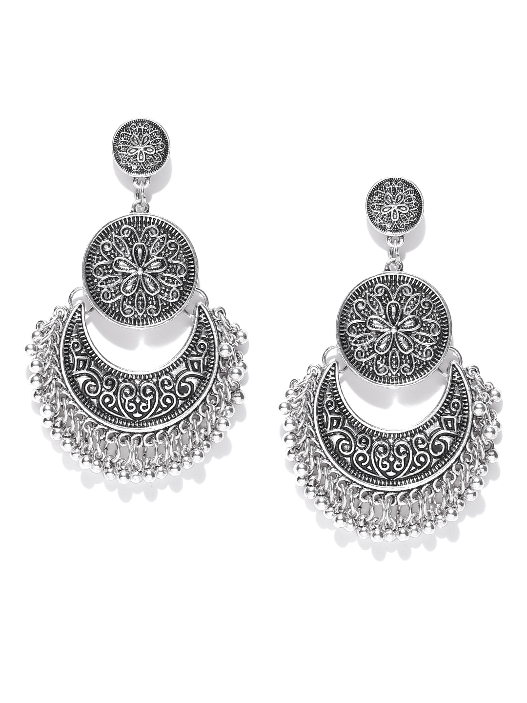 YouBella Stylish Party Wear Jewellery Silver Plated Drop Earrings for Women (Silver)(YBEAR_31772)