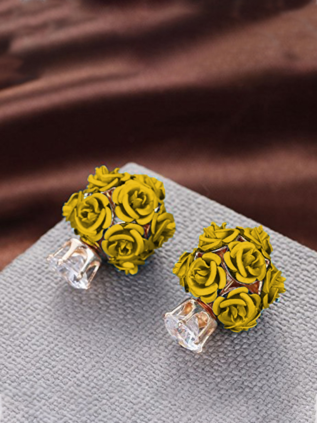 YouBella Jewellery Rose Shape Two Sided Earrings for Girls and Women (Gold)