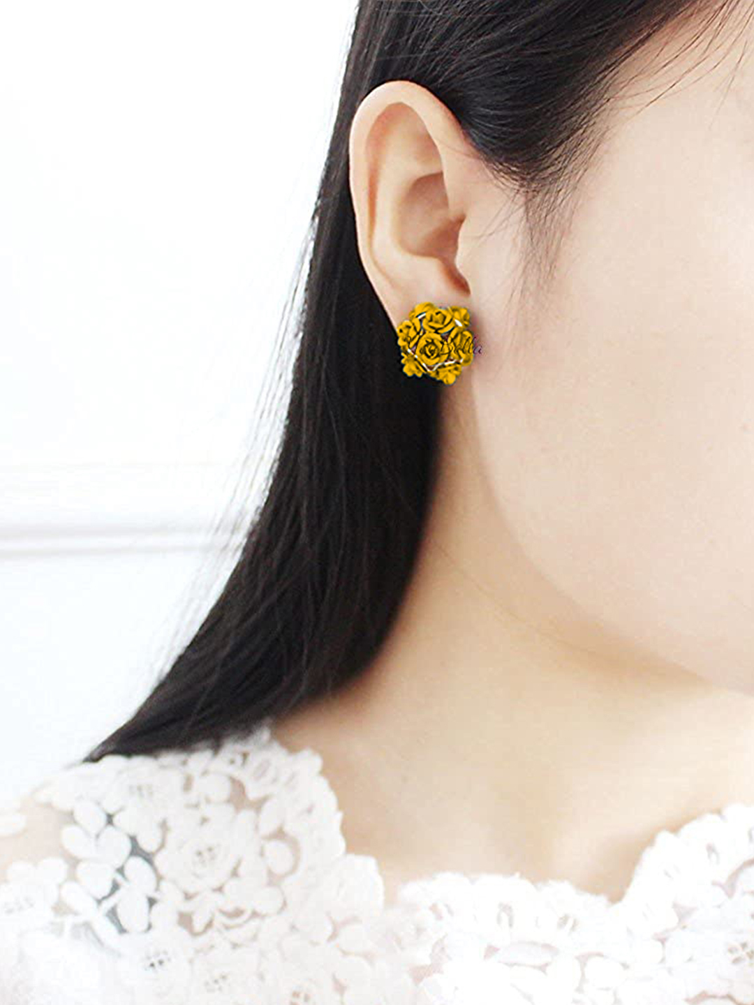 YouBella Jewellery Rose Shape Two Sided Earrings for Girls and Women (Gold)