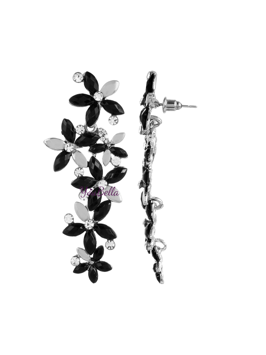 YouBella Jewellery Designer Hanging Earrings for Girls and Women (Silver-Black)