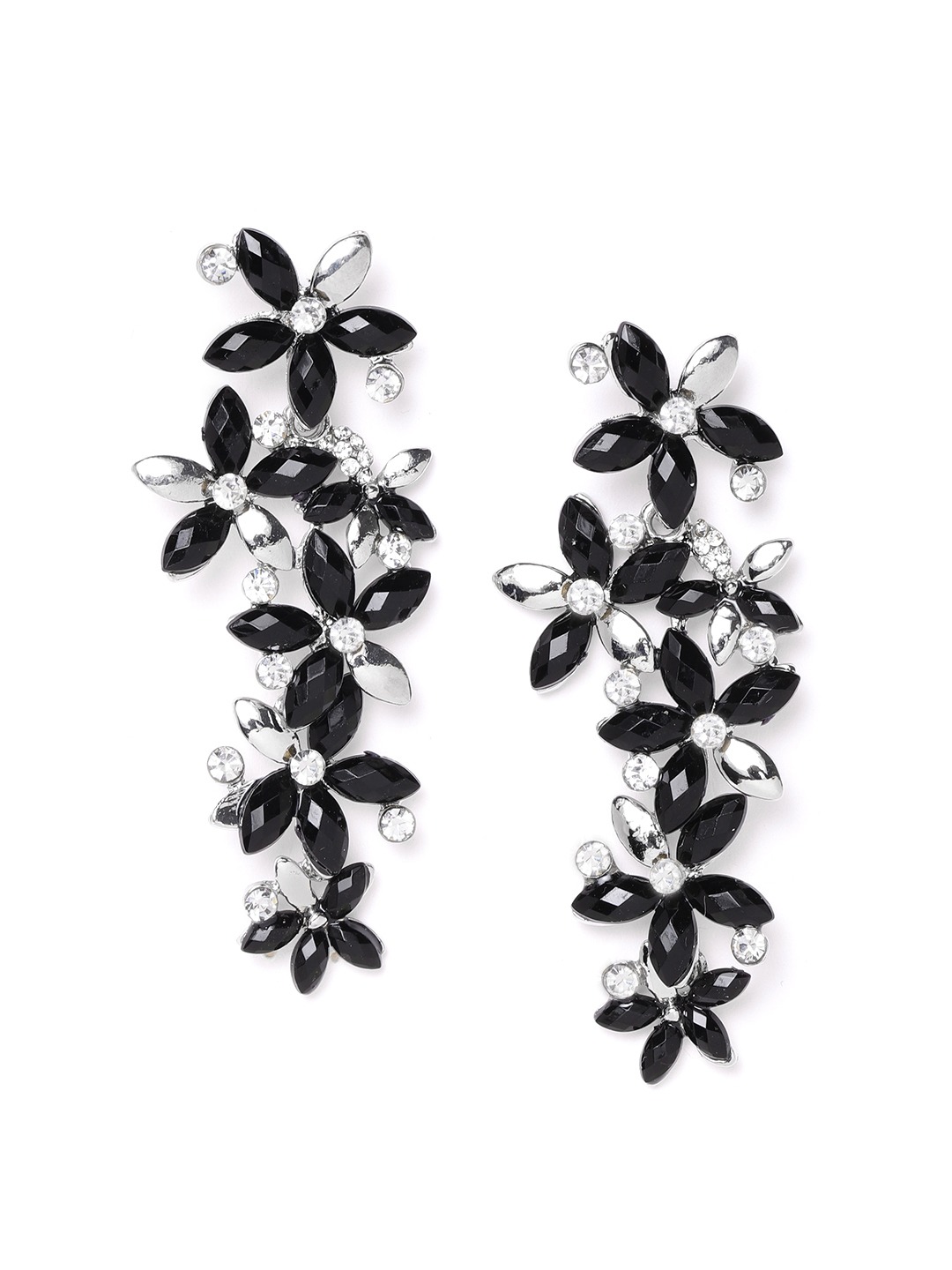 YouBella Jewellery Designer Hanging Earrings for Girls and Women (Silver-Black)