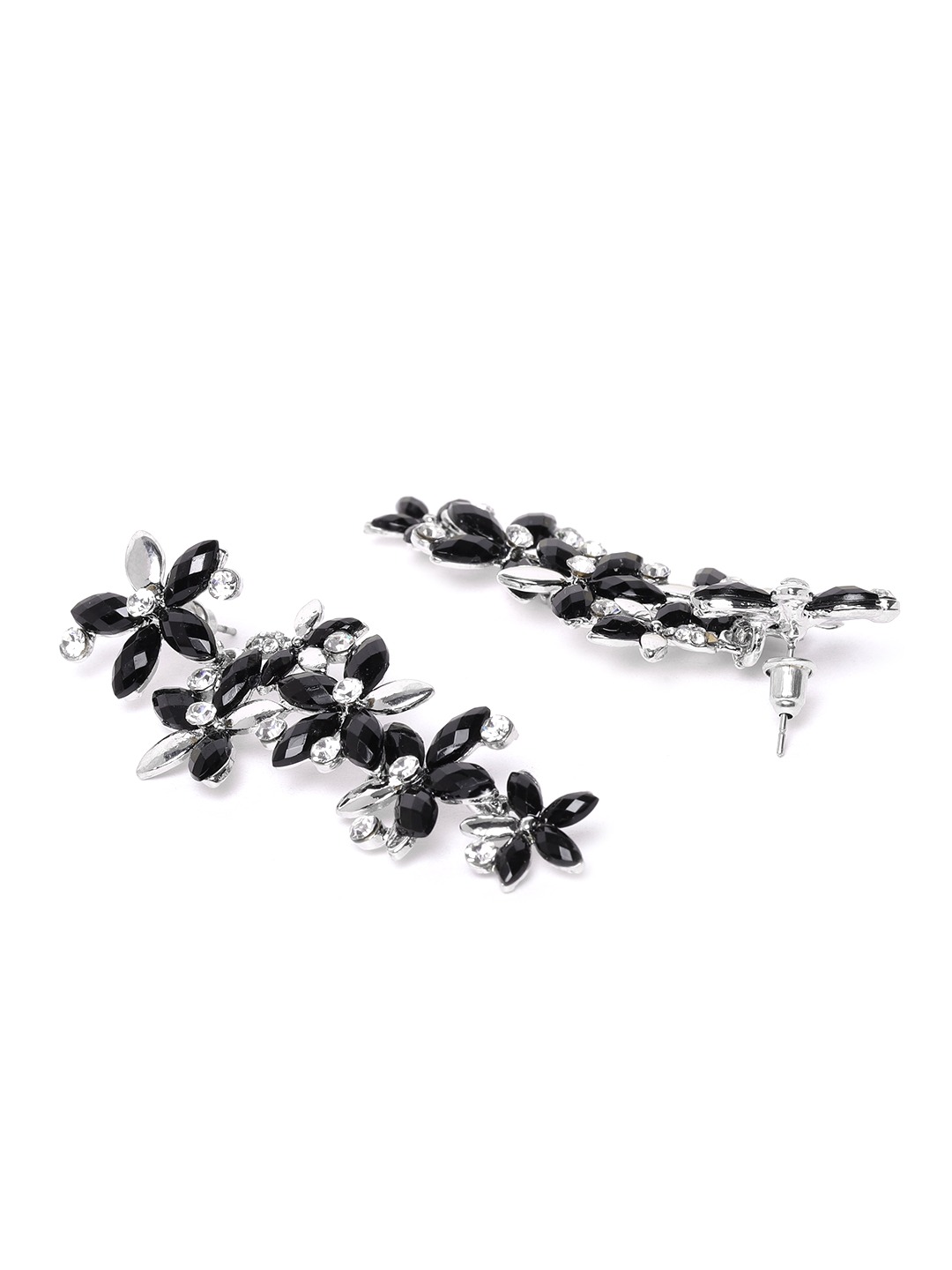 YouBella Jewellery Designer Hanging Earrings for Girls and Women (Silver-Black)