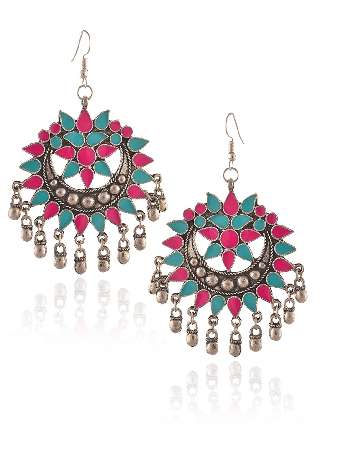 YouBella Jewellery Oxidised Afghani Tribal Earrings for Women Traditional Earrings for Girls(Multi_Color1)