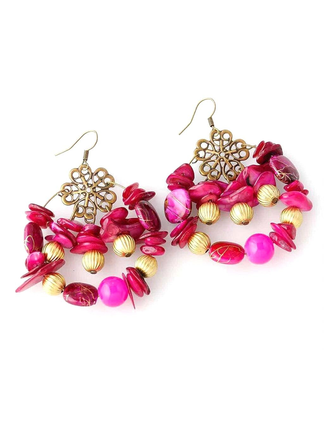 YouBella Fashion Jewellery Bohemian Earrings for Girls and Women (Pink)