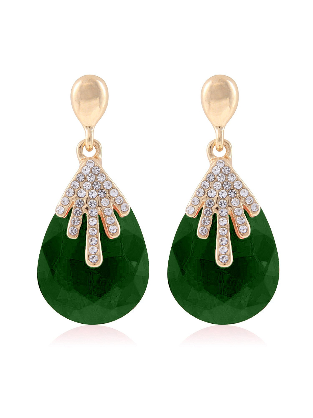 YouBella Jewellery Crystal Drop Earrings for Girls and Women (Green)