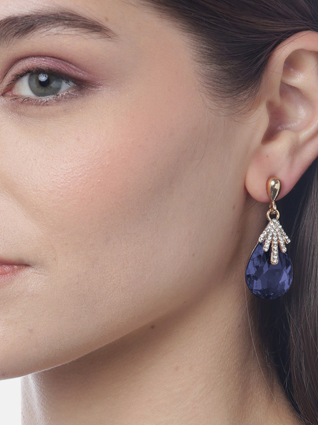 YouBella Jewellery Crystal Drop Earrings for Girls and Women (Blue)