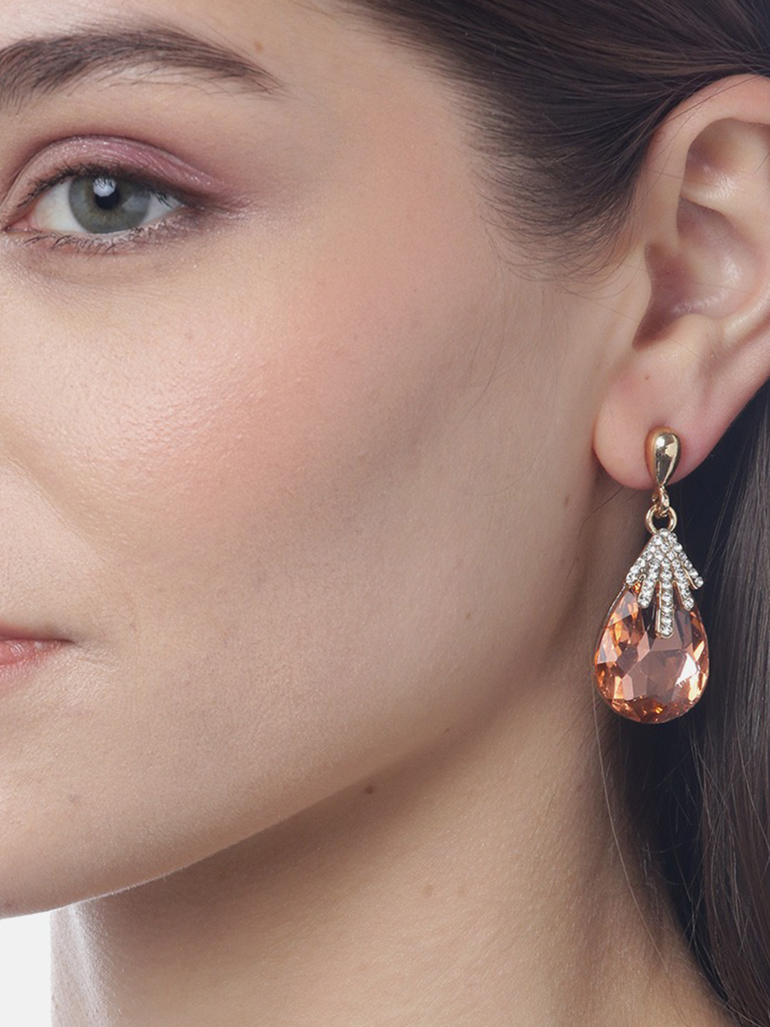 YouBella Jewellery Crystal Drop Earrings for Girls and Women (Pink)