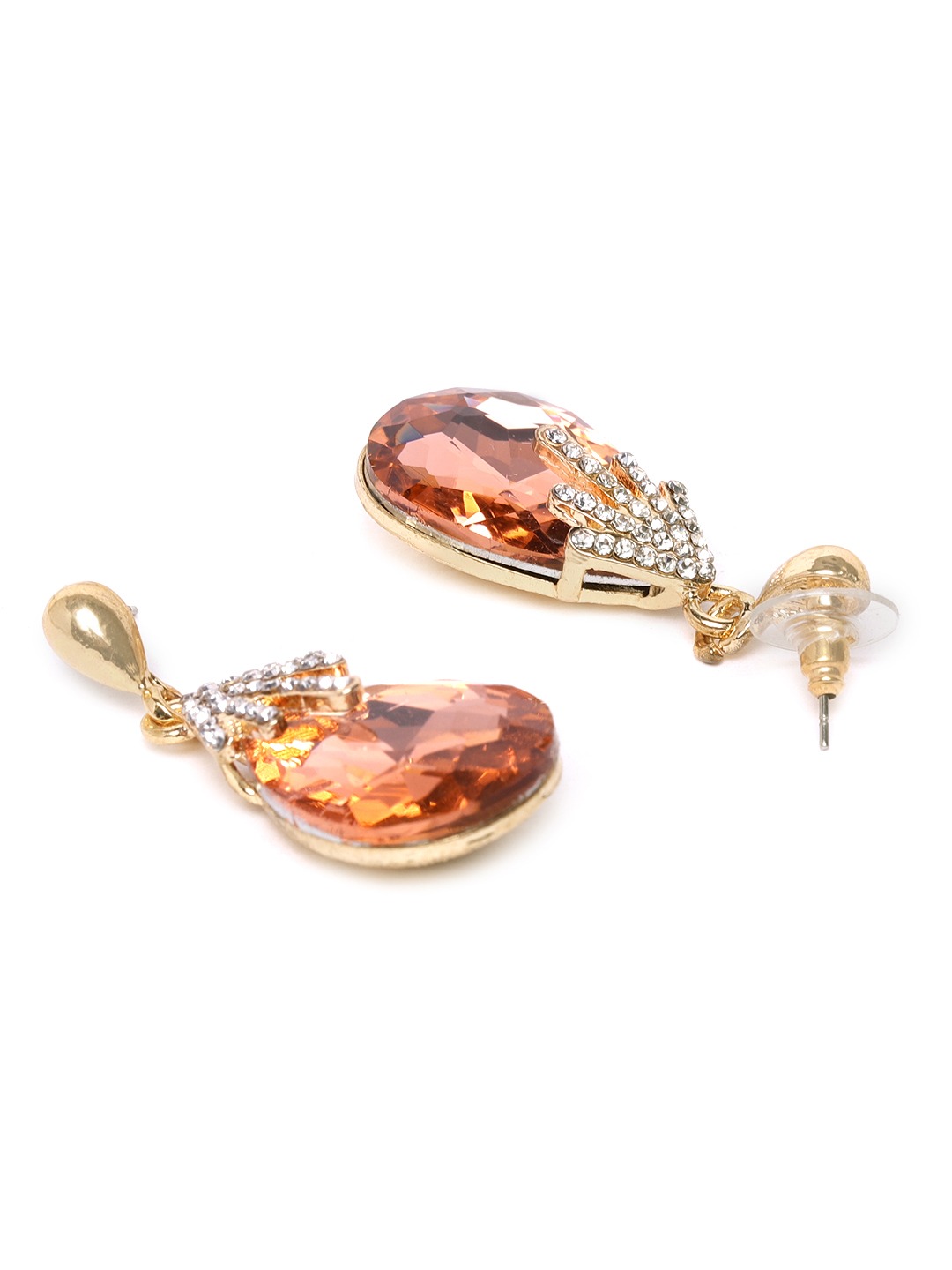 YouBella Jewellery Crystal Drop Earrings for Girls and Women (Pink)