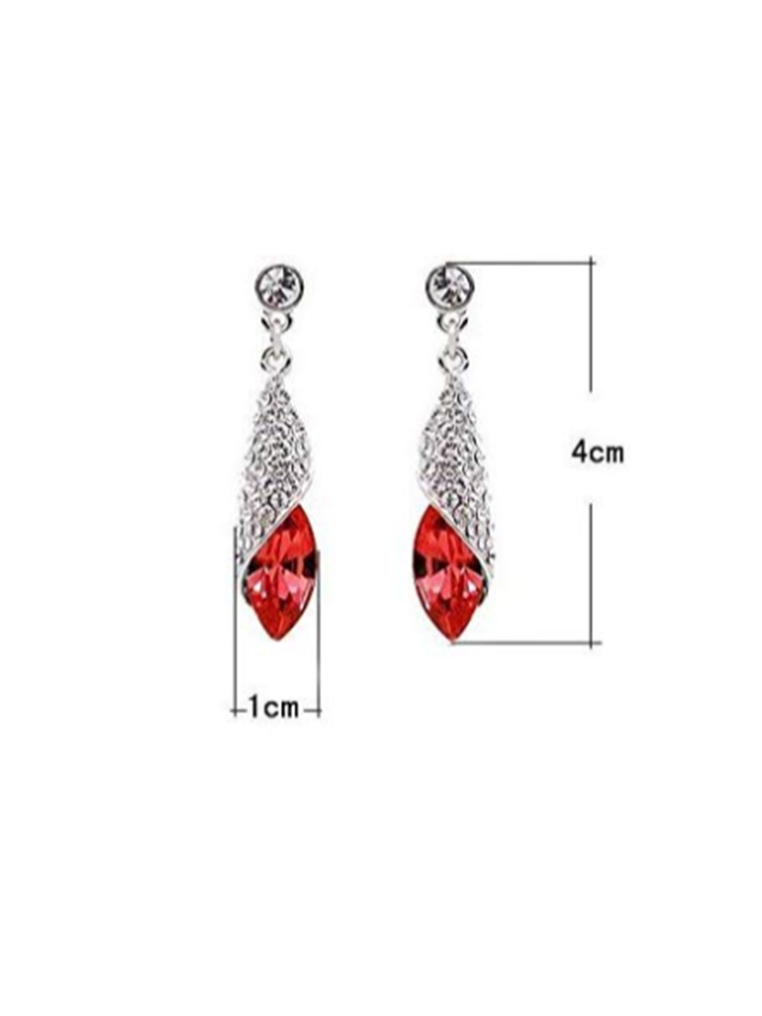 YouBella Jewellery Crystal Drop Earrings for Girls and Women (Silver Red)