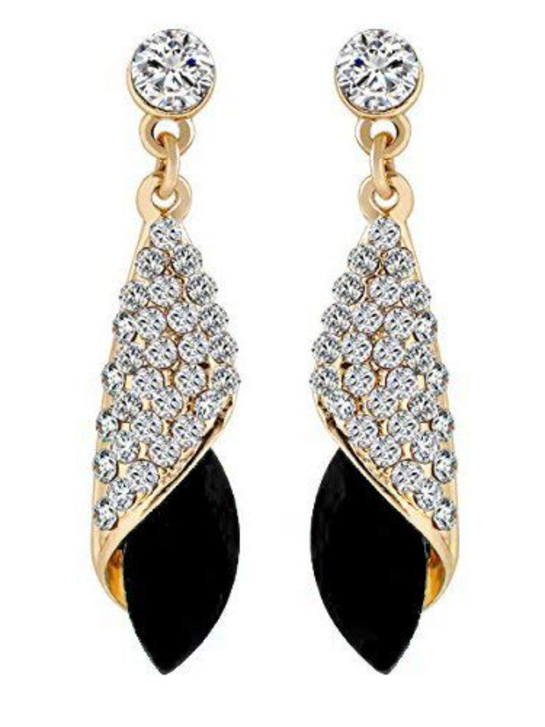 YouBella Jewellery Crystal Drop Earrings for Girls and Women (Golden Black)