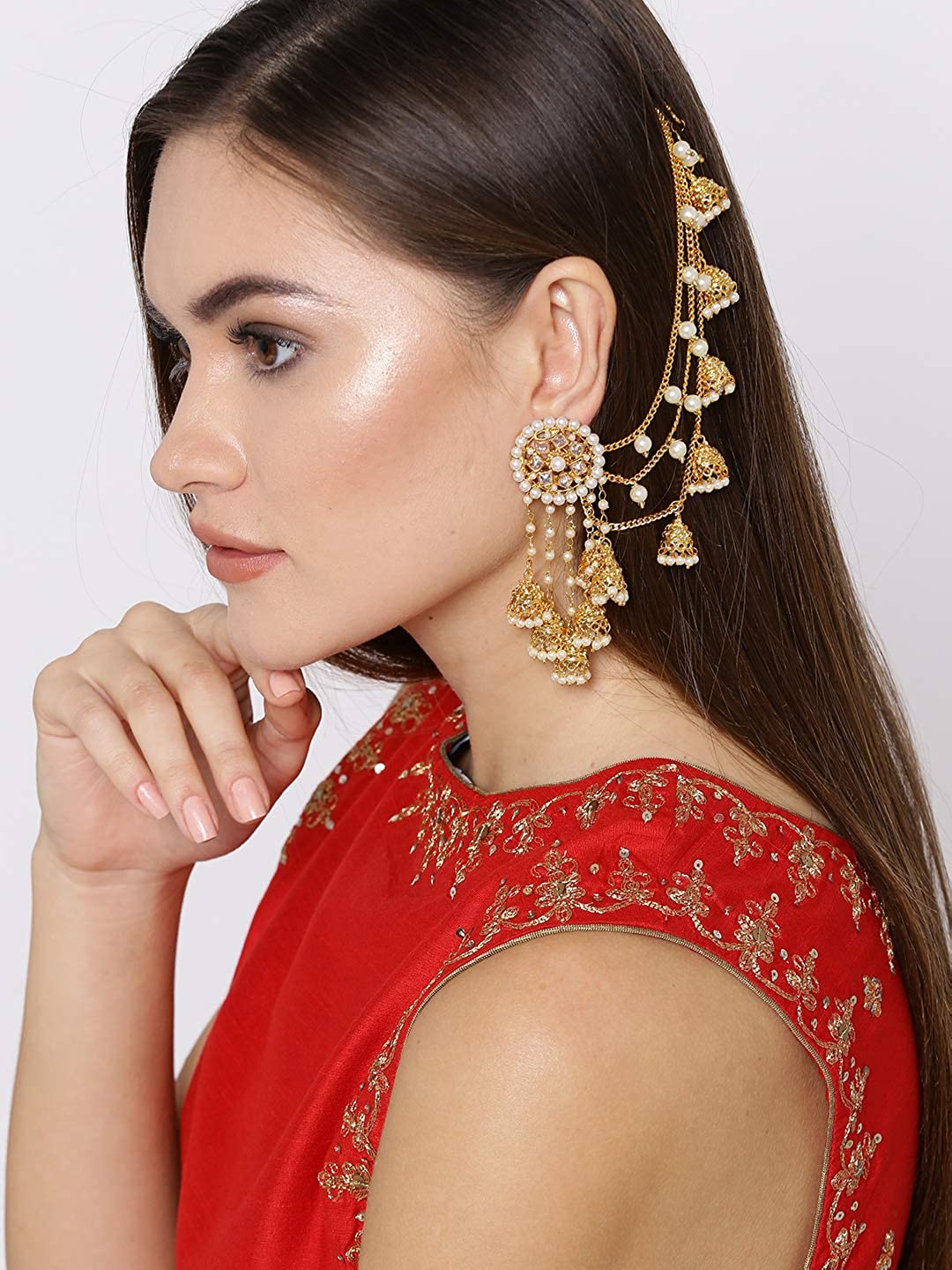 YouBella Golden Plated Jhumkis Earrings for Women (Golden )(YBEAR_32070)