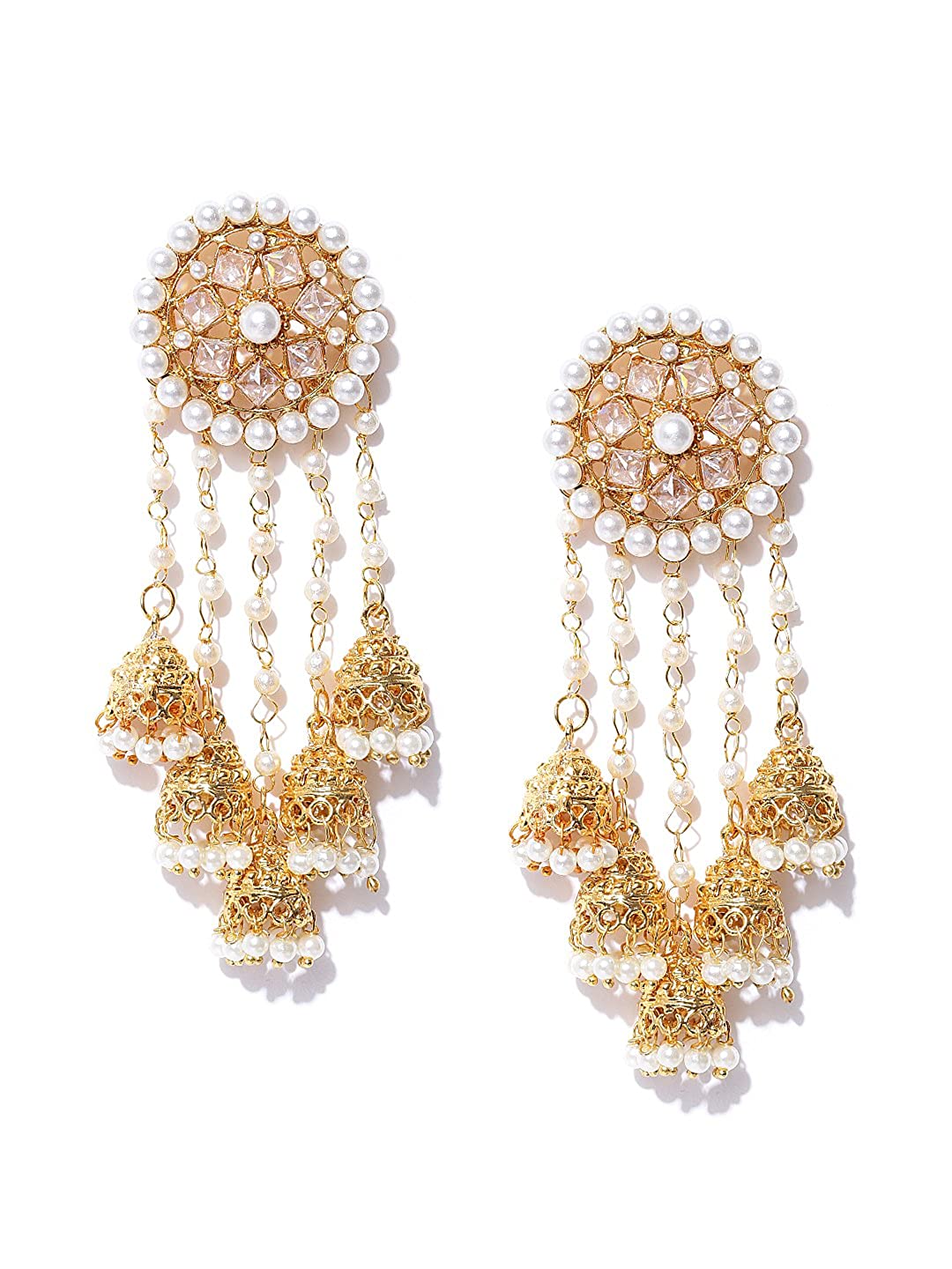 YouBella Golden Plated Jhumkis Earrings for Women (Golden )(YBEAR_32070)