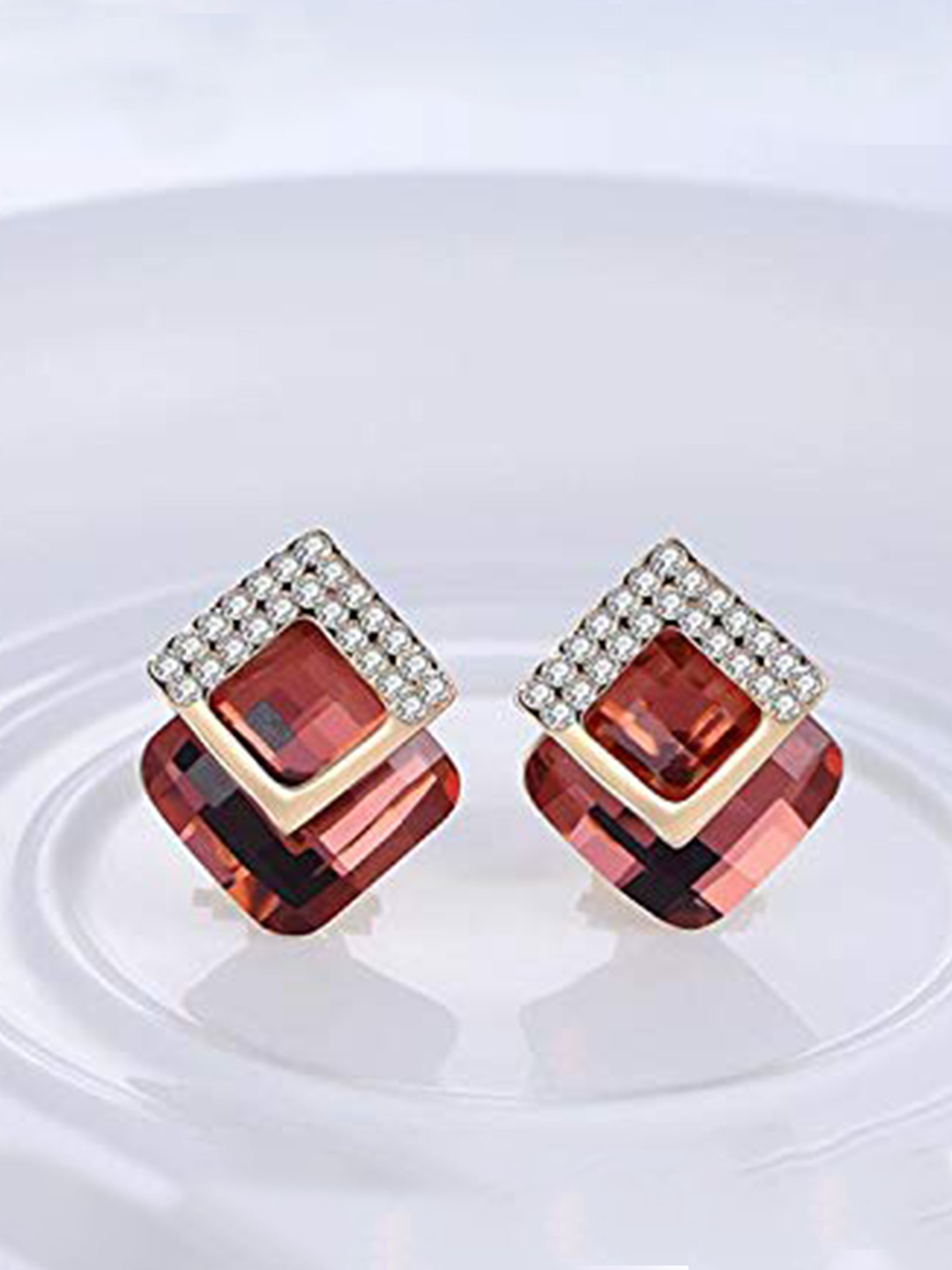 YouBella Stylish Party Wear Jewellery Gold Plated Studs Earrings for Women (RED)(YBEAR_32071)