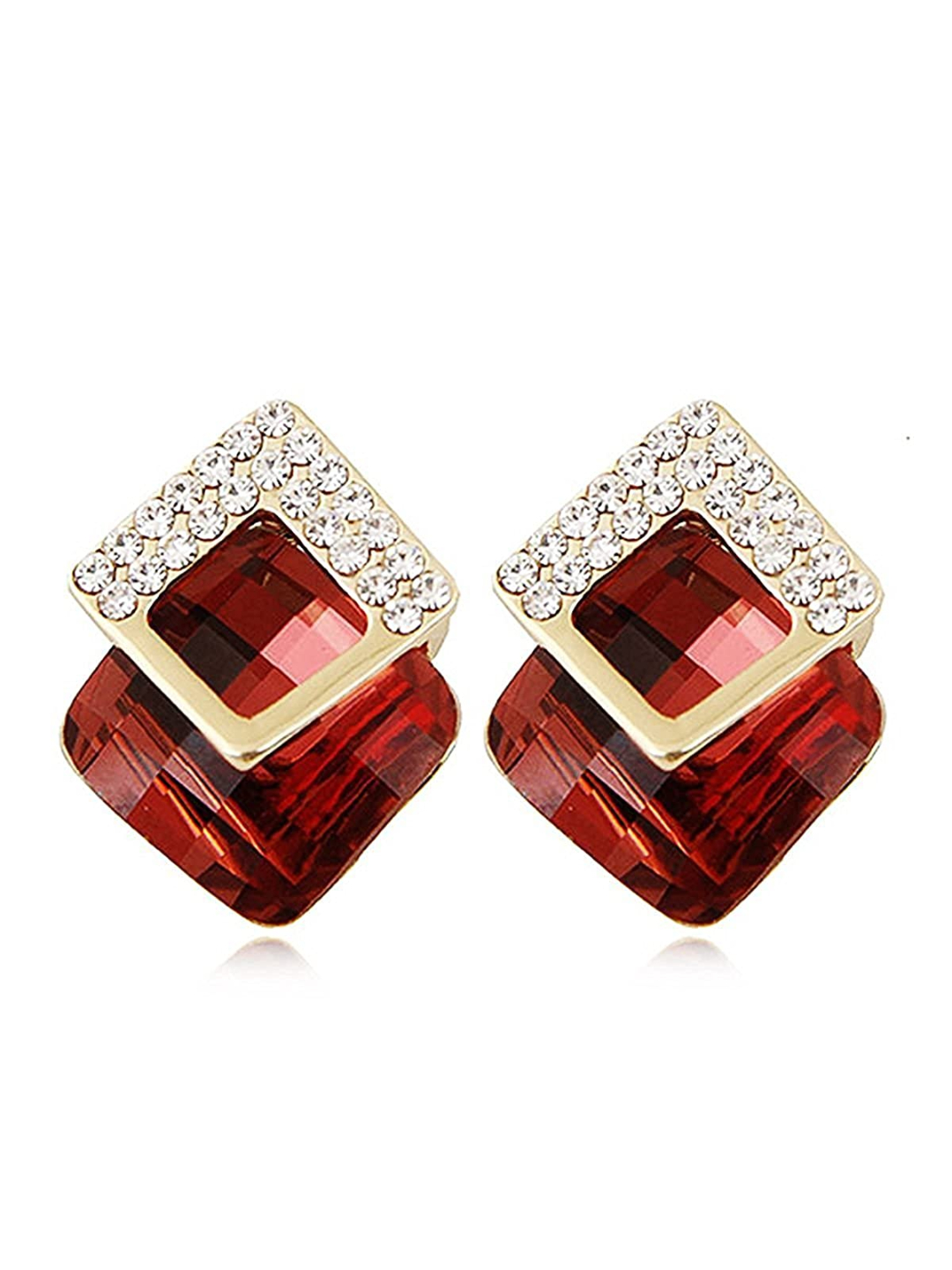 YouBella Stylish Party Wear Jewellery Gold Plated Studs Earrings for Women (RED)(YBEAR_32071)