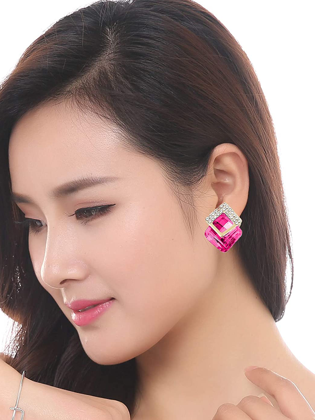 YouBella Fashion Jewellery Crystal Stud Earrings for Girls and Women (LIGHT PINK)