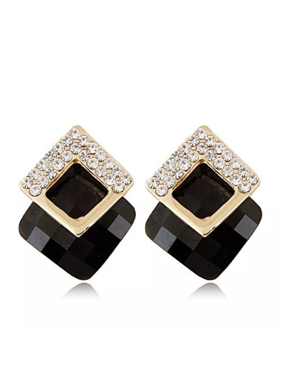 YouBella Fashion Jewellery Crystal Stud Earrings for Girls and Women (BLACK)