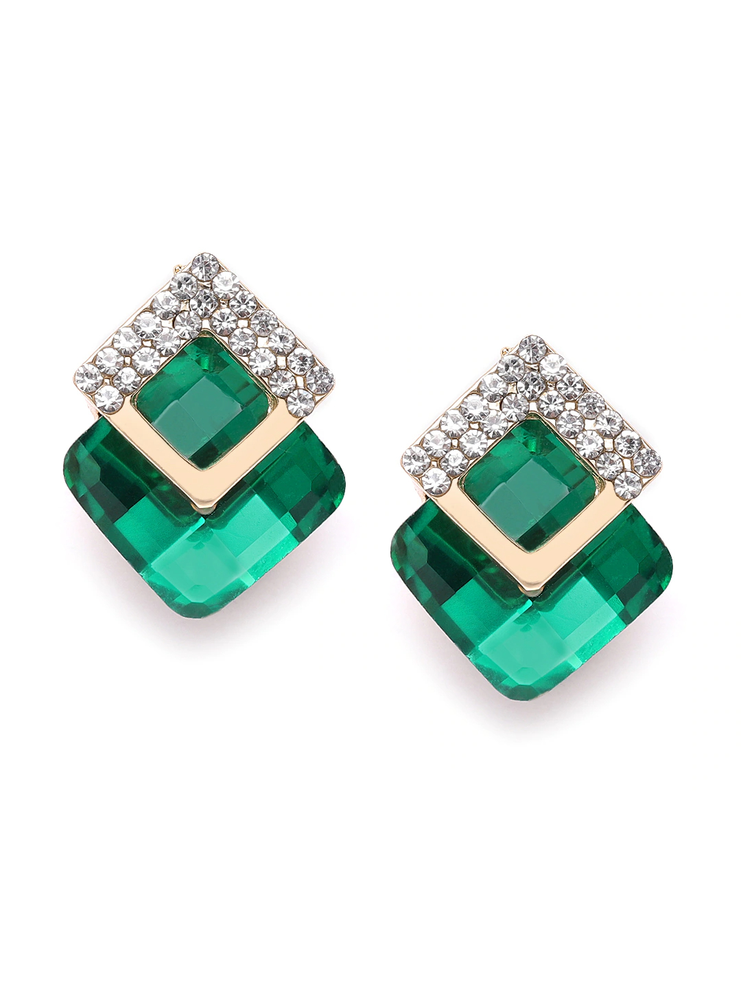 YouBella Stylish Party Wear Jewellery Gold Plated Studs Earrings for Women (Green)(YBEAR_32074)