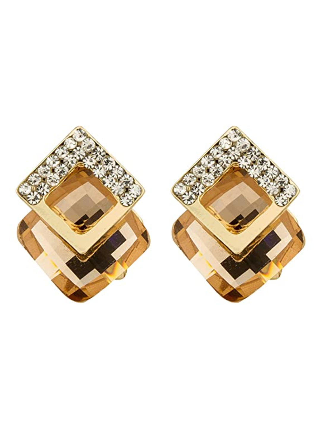 YouBella Fashion Jewellery Crystal Stud Earrings for Girls and Women (BROWN)