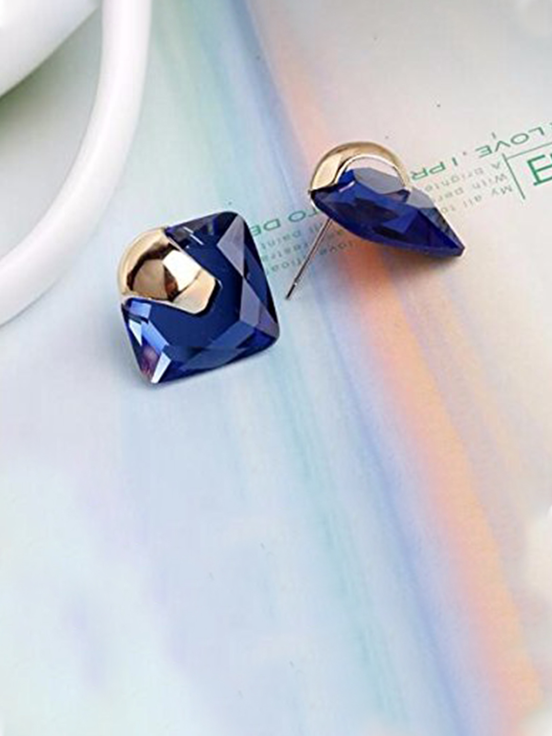 YouBella Jewellery Valentine Collection Crystal Stud Earrings for Girls and Women (Blue)