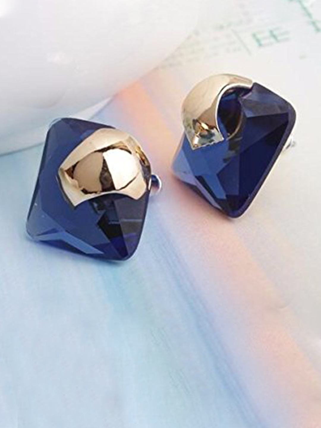 YouBella Jewellery Valentine Collection Crystal Stud Earrings for Girls and Women (Blue)