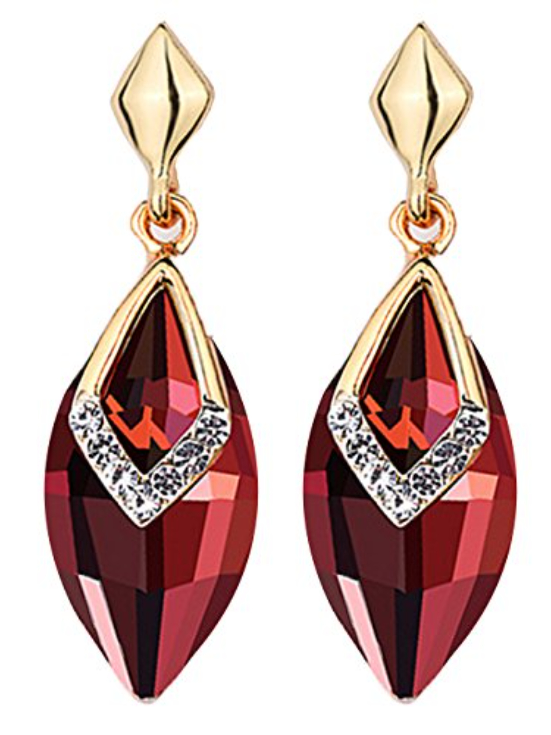 YouBella Jewellery Crystal Dangler Earrings for Girls and Women (Red)