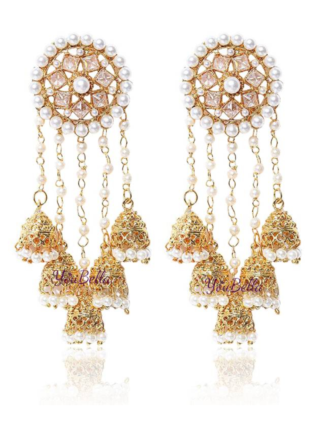 YouBella Jewellery Gold Plated Pearl Fancy Party Wear Jhumka/Jhumki Earrings for Women Traditional Earrings for Girls