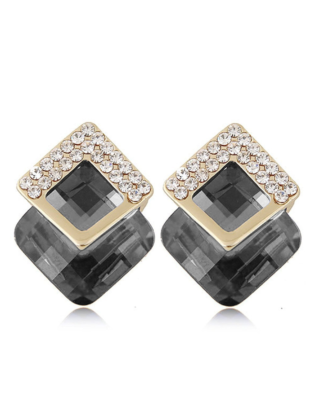YouBella Fashion Jewellery Valentine Stud Earrings for Girls and Women (Grey-Black)