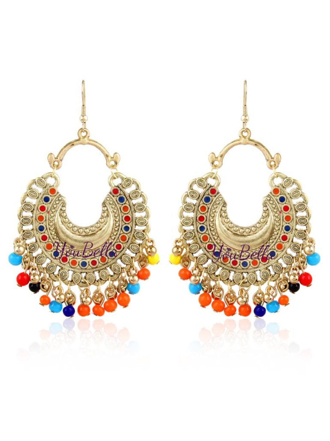 YouBella Fashion Jewellery Afghani Tribal Earrings for Girls and Women (Multi-Color)