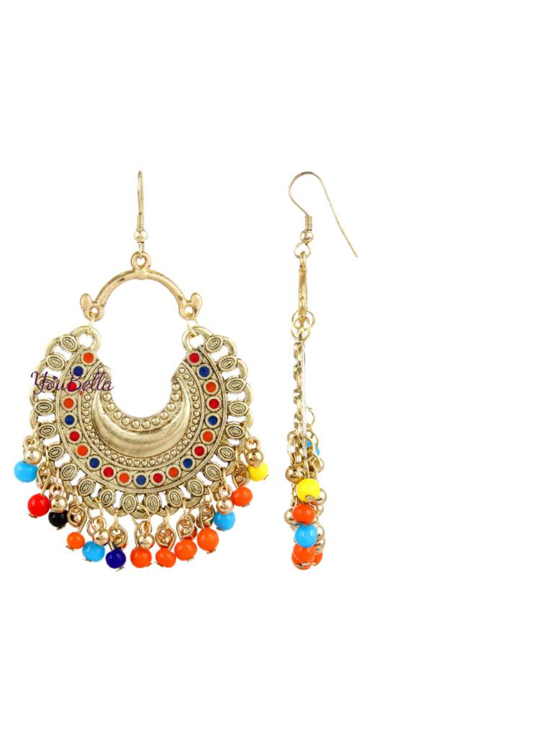 YouBella Fashion Jewellery Afghani Tribal Earrings for Girls and Women (Multi-Color)