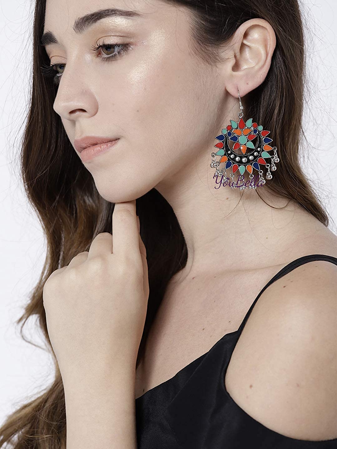 YouBella Fashion Jewellery Afghani Tribal Earrings for Girls and Women (Combo-1)