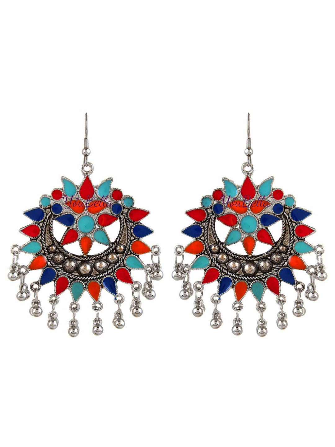 YouBella Fashion Jewellery Afghani Tribal Earrings for Girls and Women (Combo-1)