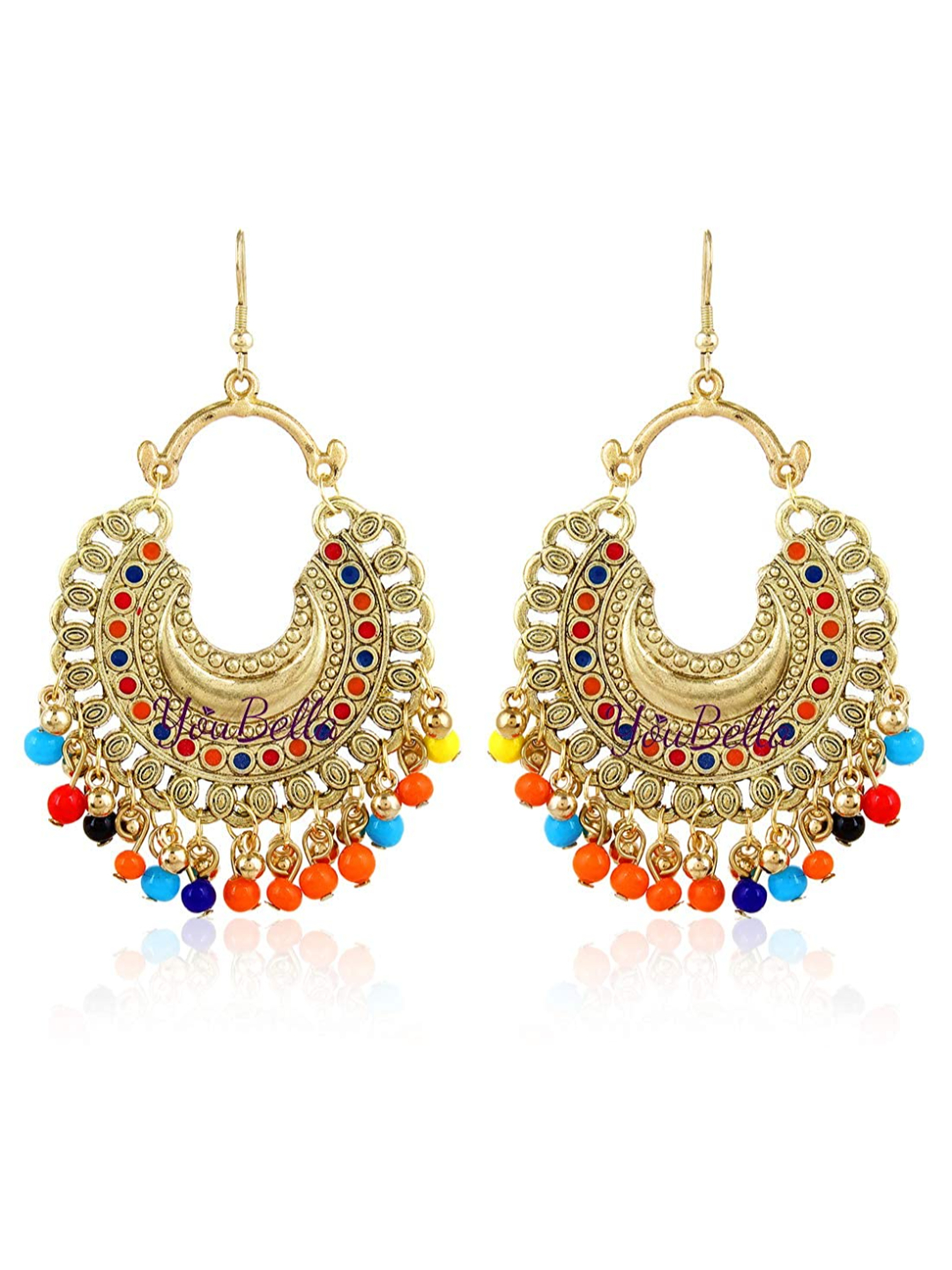 YouBella Fashion Jewellery Afghani Tribal Earrings for Girls and Women (Combo-1)