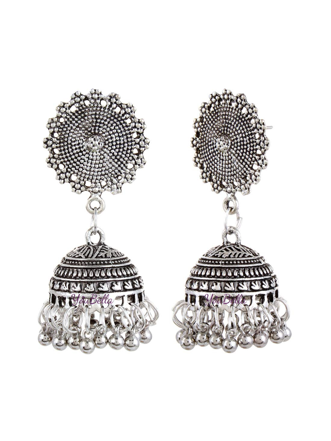 YouBella Fashion Jewellery Oxidised Silver Earrings Earings for Girls and Women (Silver)