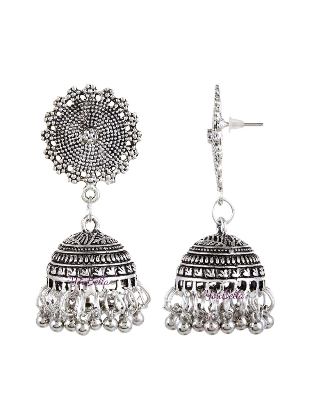 YouBella Fashion Jewellery Oxidised Silver Earrings Earings for Girls and Women (Silver)