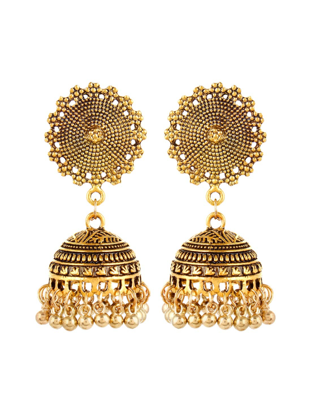 YouBella Fashion Jewellery Stylish Oxidised Silver Earrings Earrings for Girls and Women (Gold)