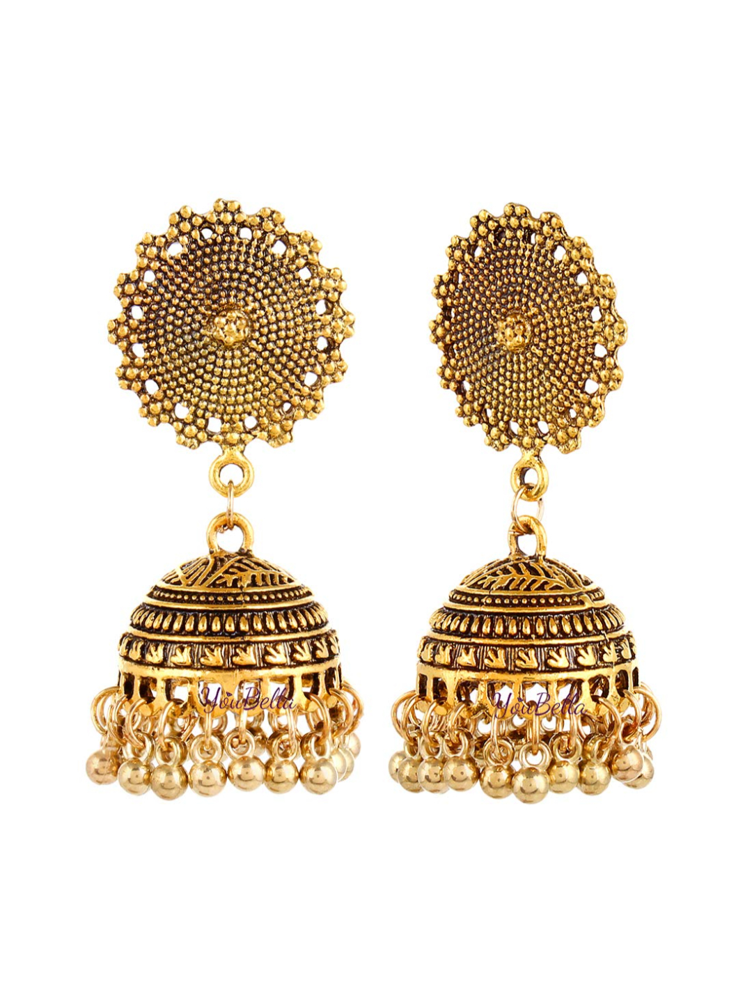 YouBella Fashion Jewellery Stylish Oxidised Silver Earrings Earrings for Girls and Women (Gold)