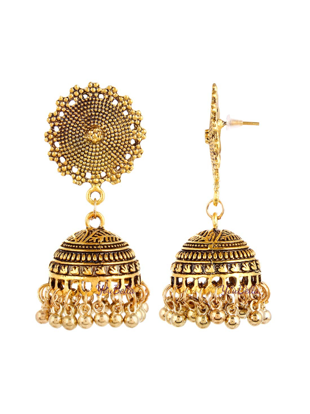 YouBella Fashion Jewellery Stylish Oxidised Silver Earrings Earrings for Girls and Women (Gold)