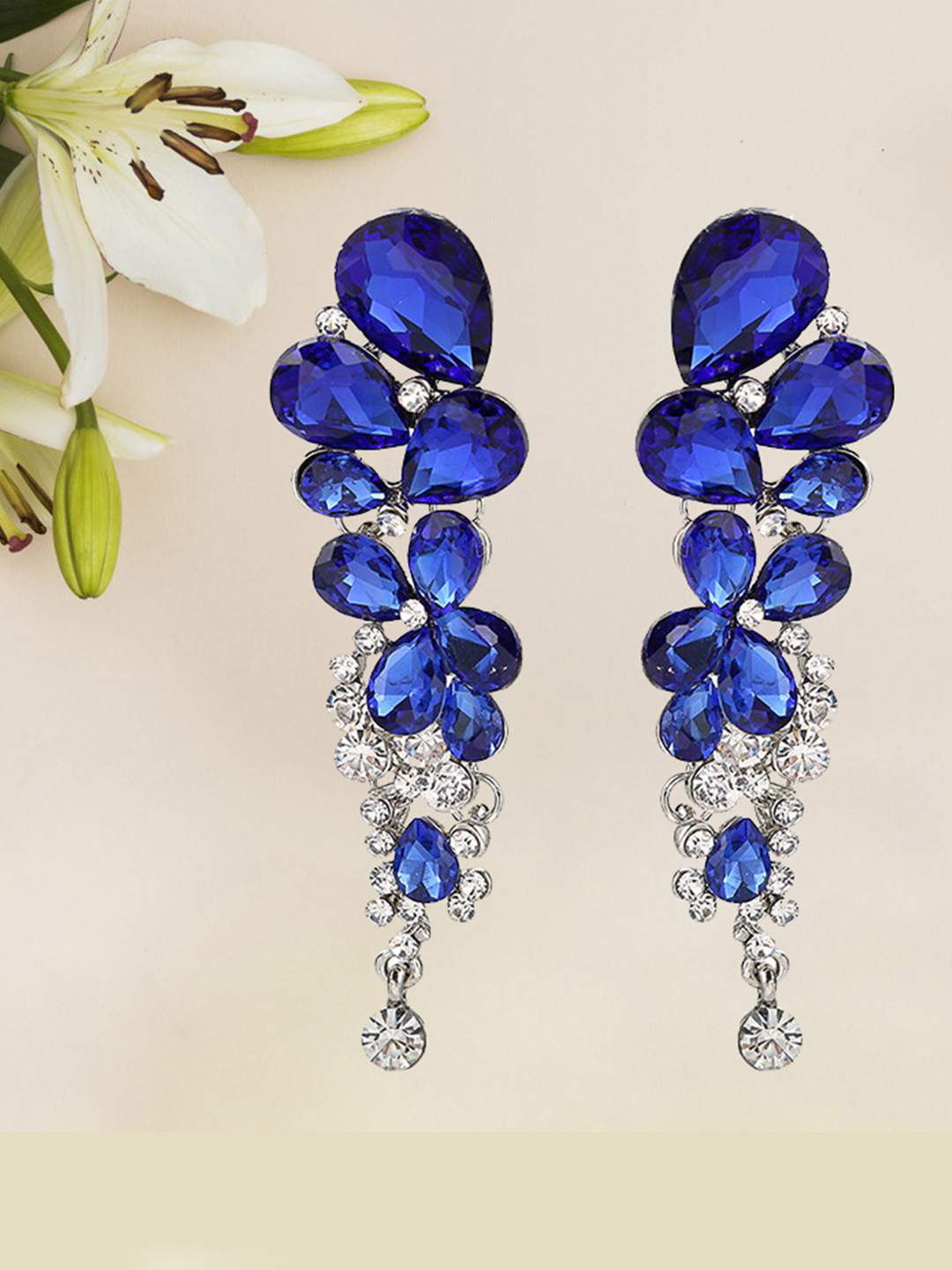 YouBella Fashion Jewellery Crystal Earrings for Girls and Women (BLUE)