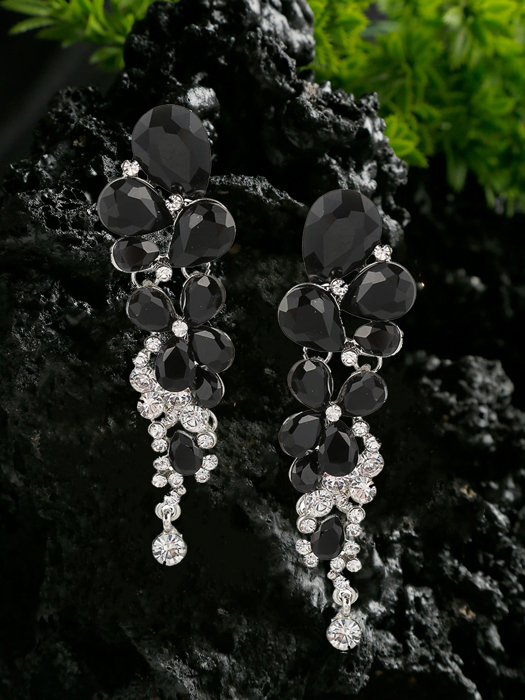 YouBella Fashion Jewellery Crystal Earrings for Girls and Women (BLACK)
