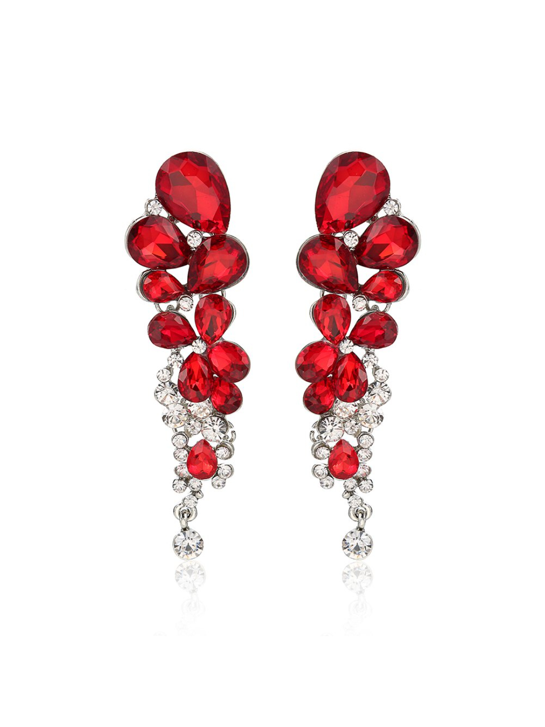 YouBella Fashion Gold-Plated Silver Plated Crystal Earrings Jewellery for Women (Red)