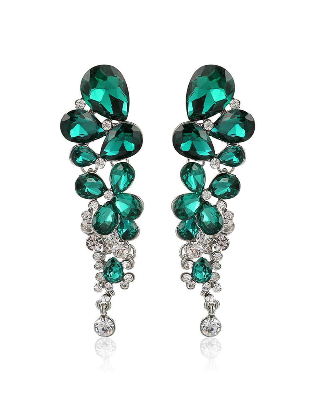 YouBella Fashion Jewellery Stylish Crystal Fancy Party Wear Earrings for Girls and Women (GREEN)