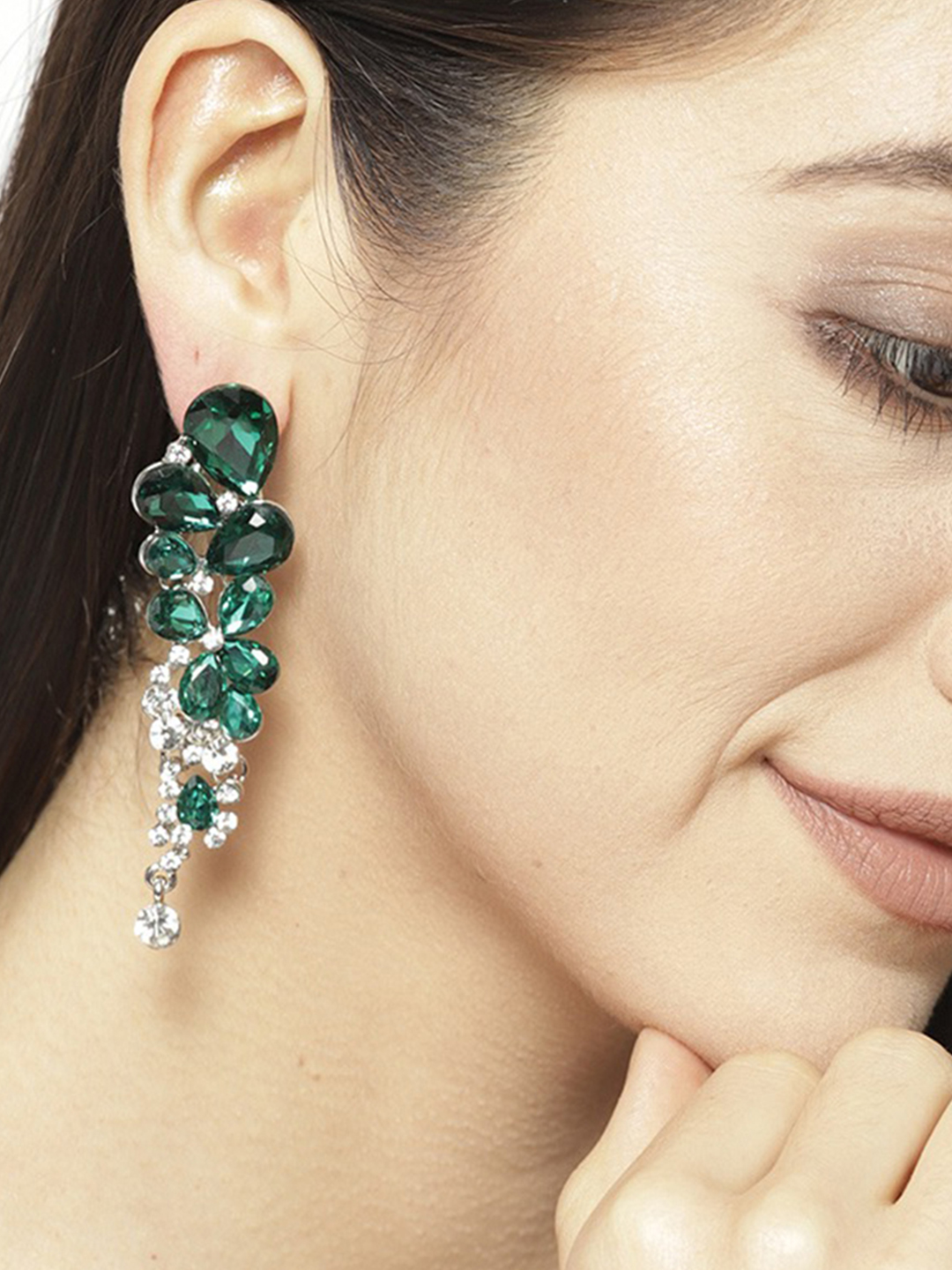 YouBella Fashion Jewellery Crystal Earrings for Girls and Women (GREEN)