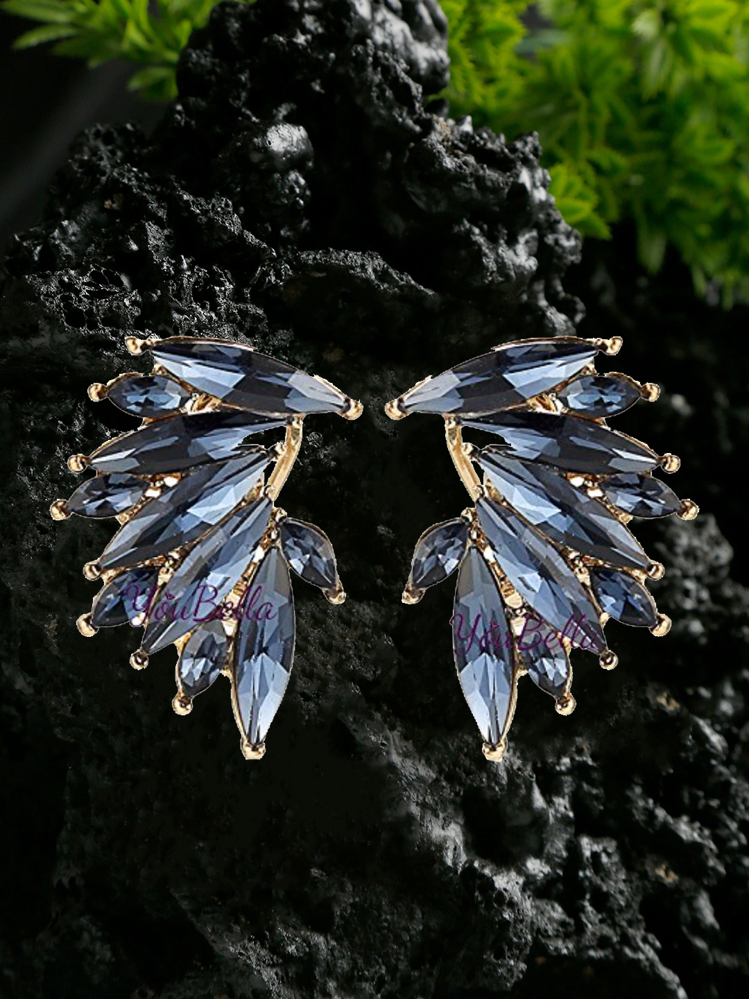 YouBella Fashion Jewellery Stylish Crystal Fancy Party Wear Earrings for Girls and Women (Blue)