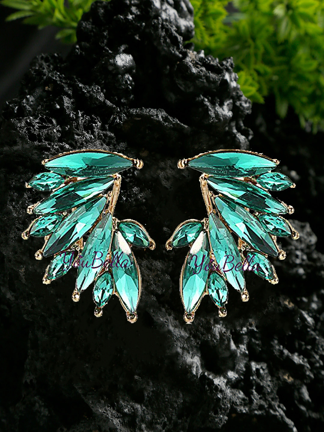 YouBella Fashion Jewellery Stylish Crystal Fancy Party Wear Earrings for Girls and Women (Green)