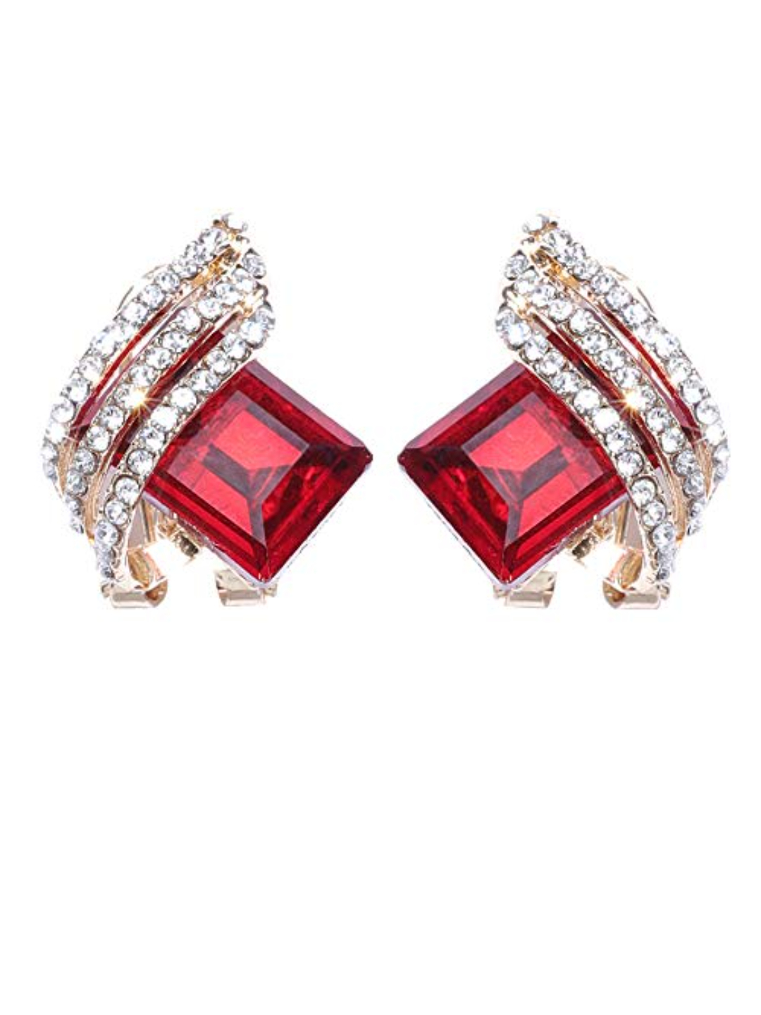 YouBella Jewellery Crystal Stud Earrings for Girls and Women (Red)