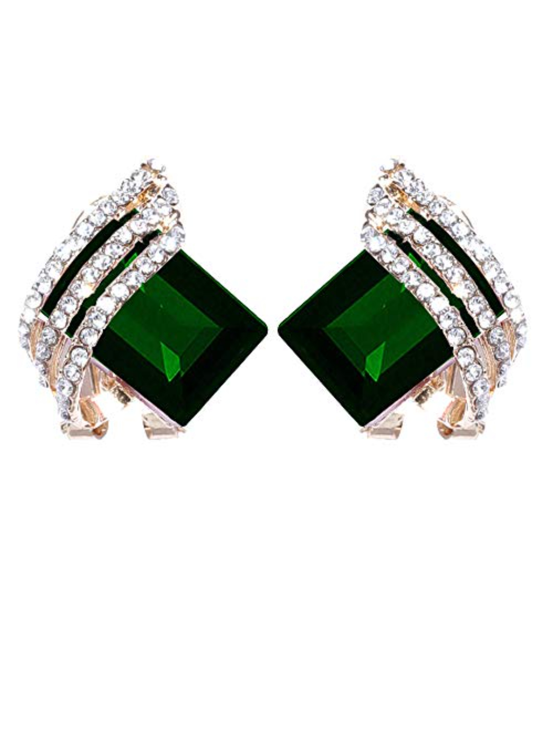 YouBella Jewellery Crystal Stud Earrings for Girls and Women (Green)