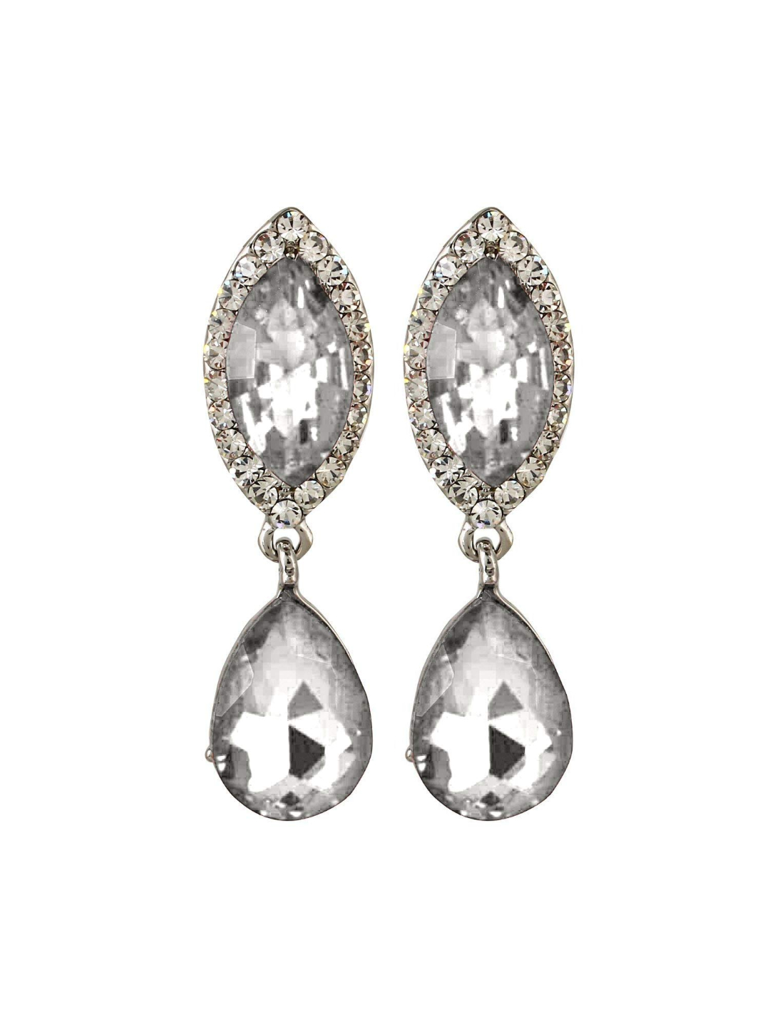 YouBella Jewellery Crystal Drop Earrings for Girls and Women (White)