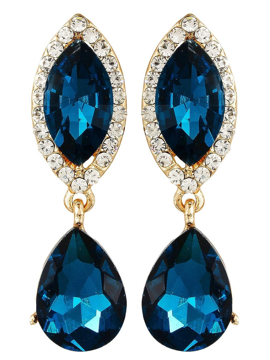 YouBella Jewellery Crystal Drop Earrings for Girls and Women (Blue)